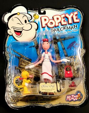 VTG Popeye Olive Oyl With Bendy Articulation, Hat, Purse, Eugene The Jeep 2004